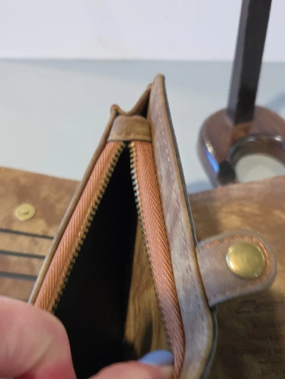 CaseMe Leather Tri-Fold Wallet with Brushed Bronze Finish